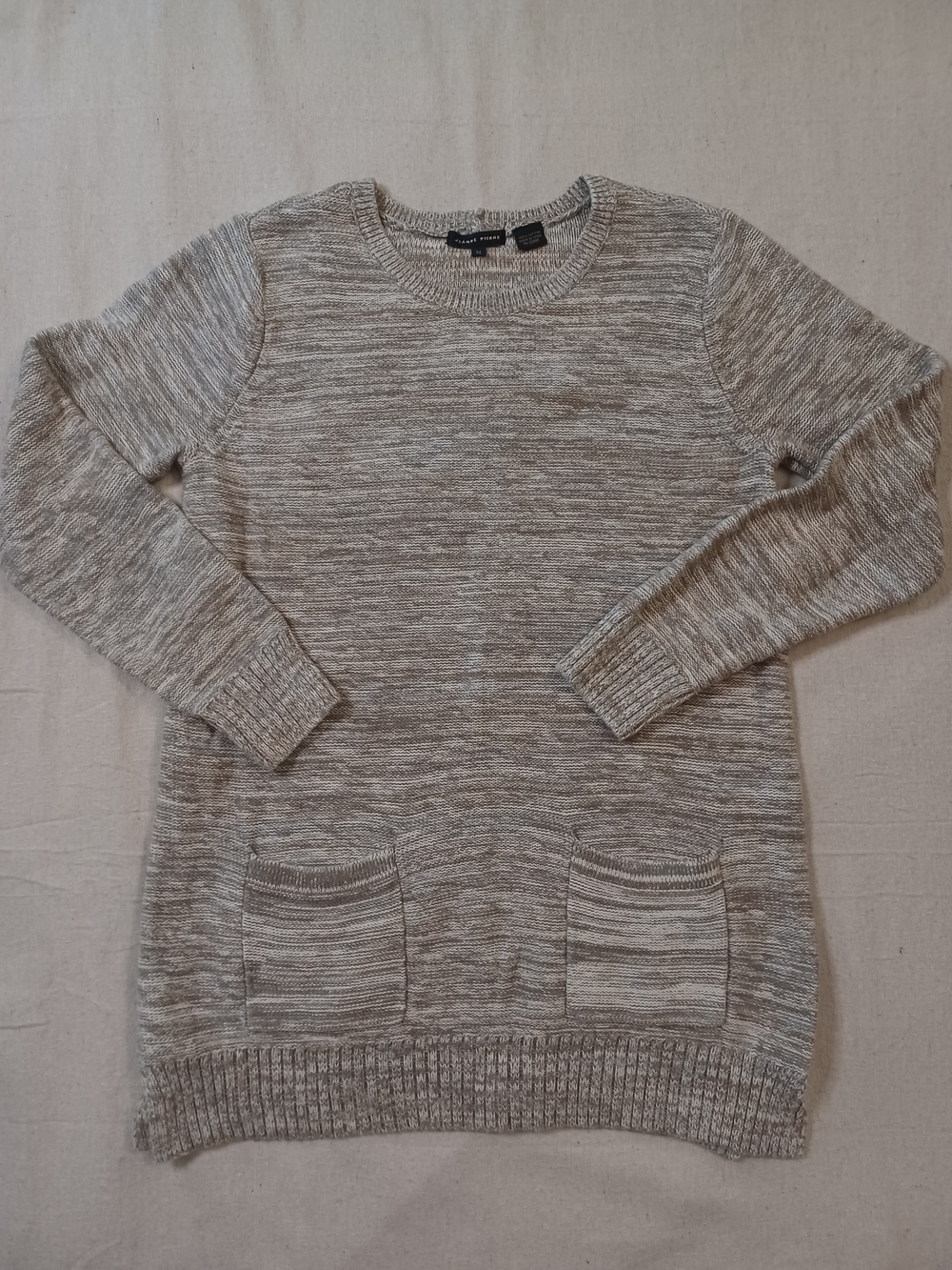Jeanne Pierre Marled Knit Cotton Sweater with Front Pockets Women's Size Medium